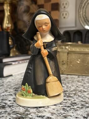 Napco Nun With Broom 1960 Vintage